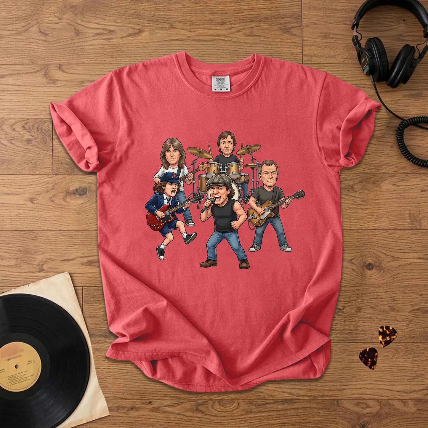 AC/DC Caricature Band T-Shirt – Classic Rock Legends Graphic Tee