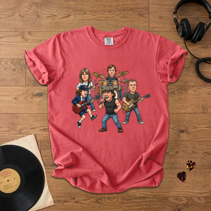 AC/DC Caricature Band T-Shirt – Classic Rock Legends Graphic Tee