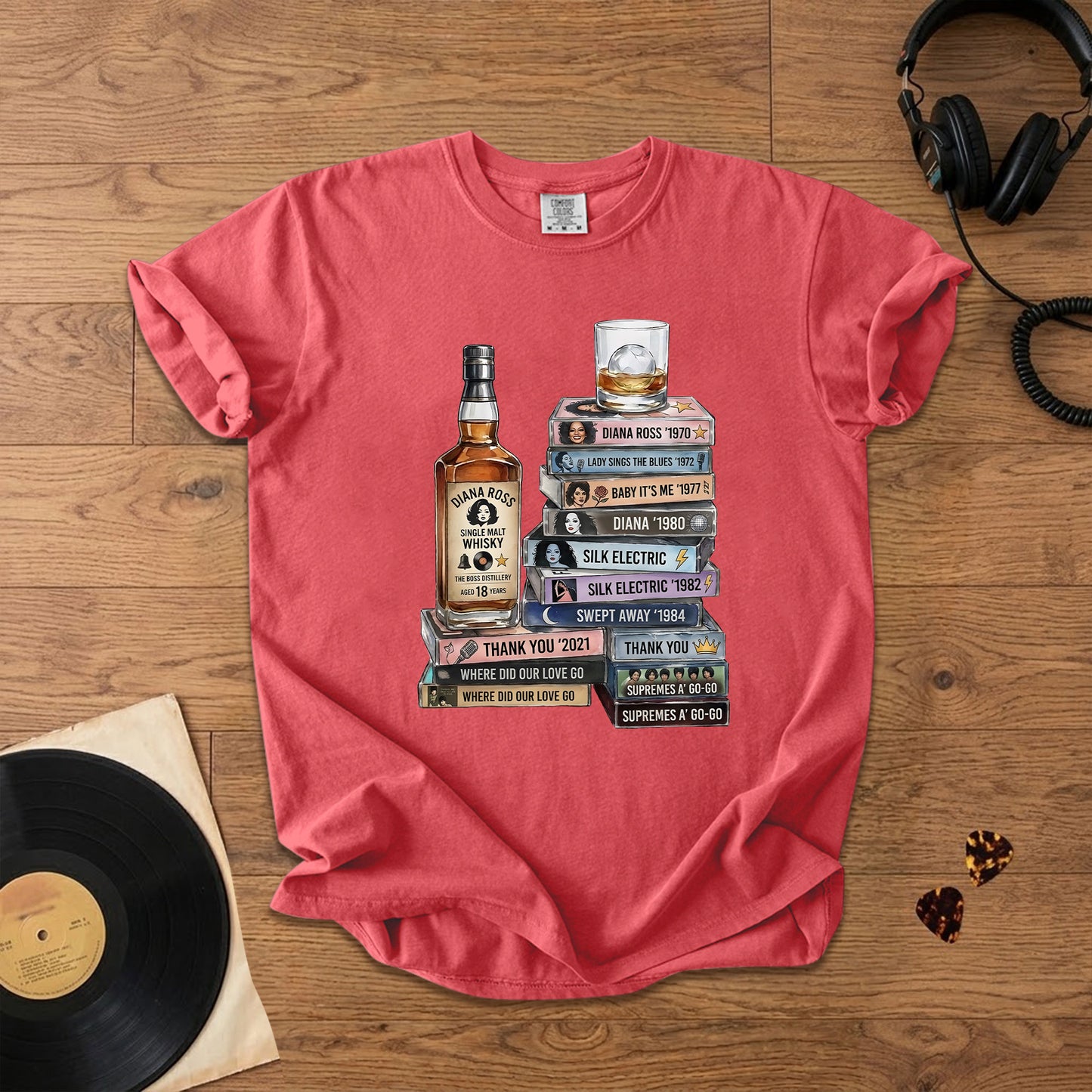 Diana Ross Cassette Album Collection T-Shirt – Retro Rock Music Diana Ross Merch Tee