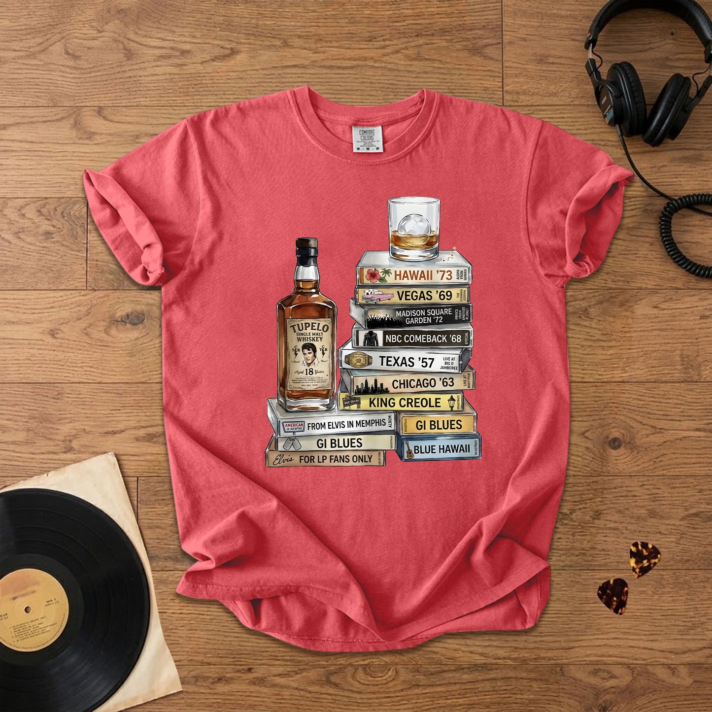Elvis Presley Cassette Album Collection T-Shirt – Retro Rock Music Elvis Presley Merch Tee