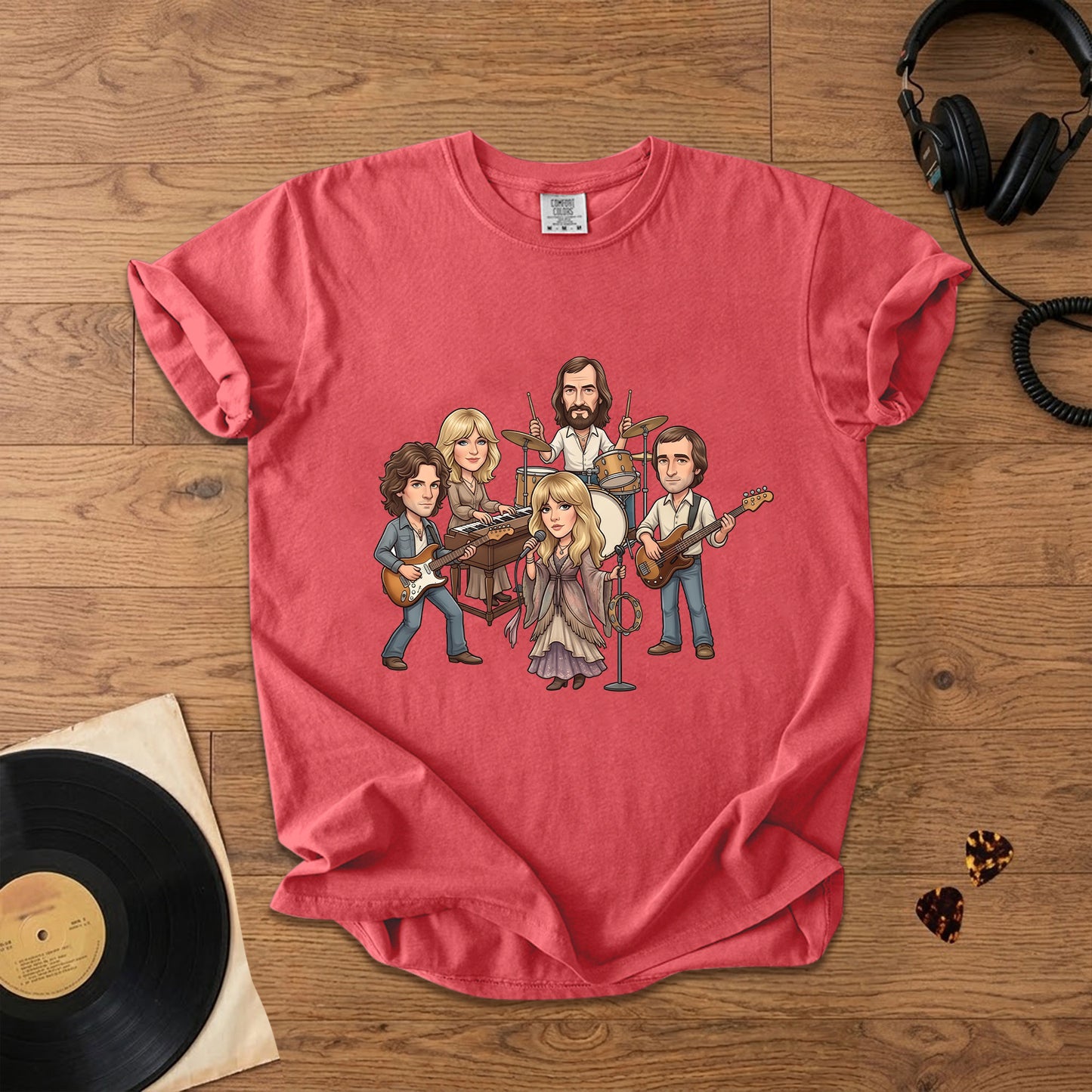 Fleetwood Mac Cartoon Band Graphic T-Shirt – Classic Rock Fan Tee