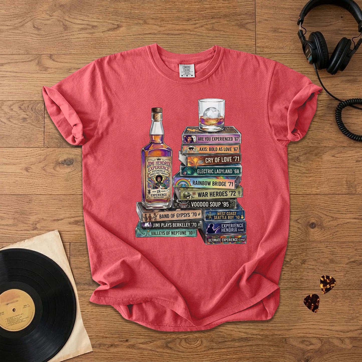 Jimi Hendrix Cassette Album Collection T-Shirt – Retro Rock Music Jimi Hendrix Merch Tee