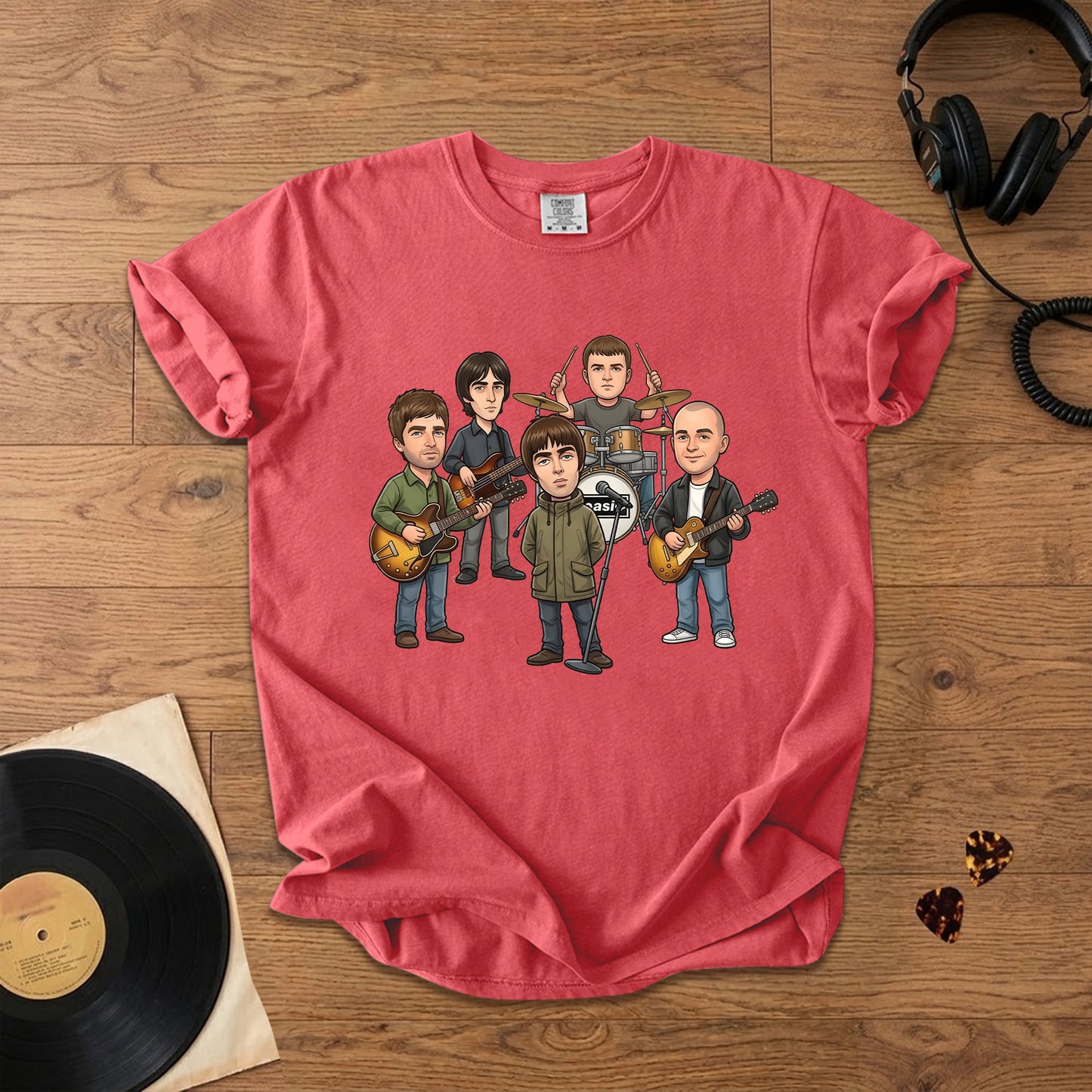 Oasis Cartoon Band Graphic T-Shirt – Britpop Fan Tee