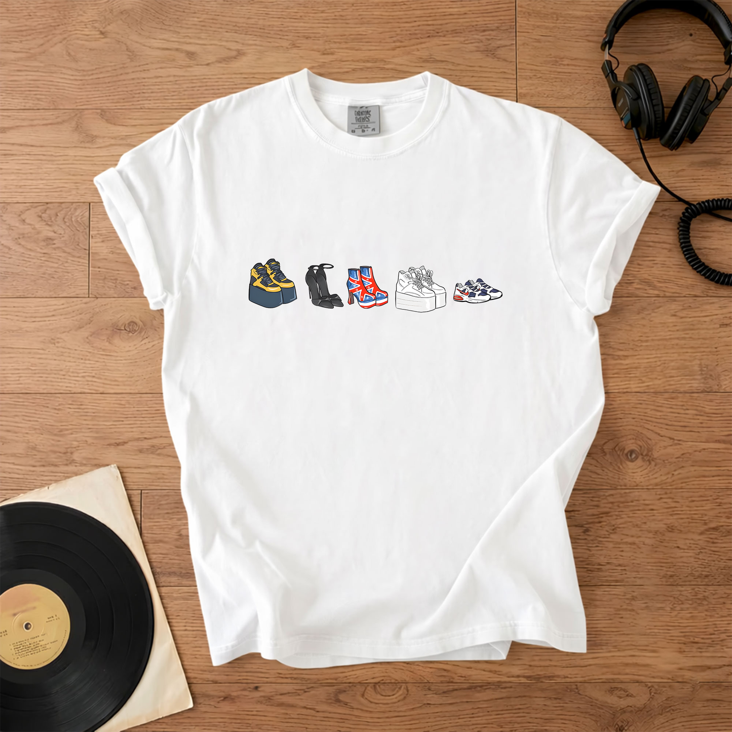 90s Girl Band Shoes Graphic T-Shirt – Retro Music Band Merch Tee