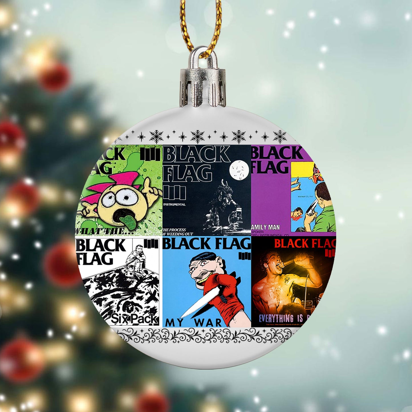 Black Flag Album Collage Ornament – Punk Rock Christmas Decoration