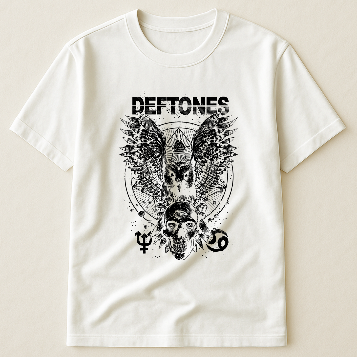Deftones Owl and Skull T-Shirt – Retro Rock Music Band Deftones Merch Tee