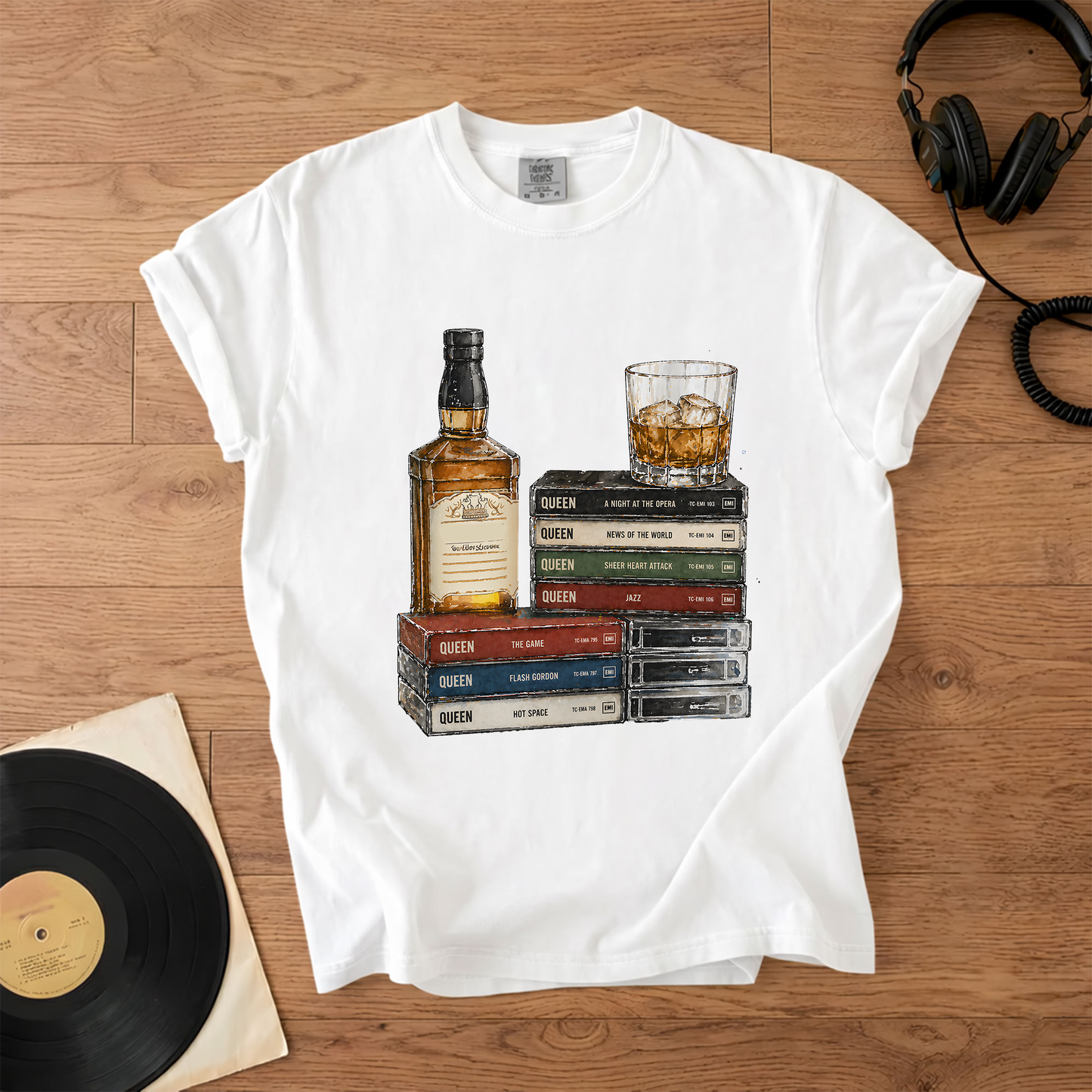 Queen Band Cassette Album Collection T-Shirt – Retro Rock Music Queen Band Merch Tee