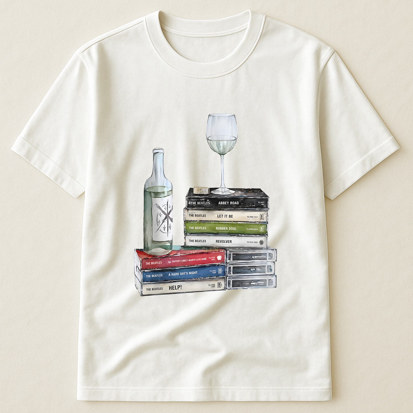 The Beatles Cassette Album Collection T-Shirt – Retro Music The Beatles Merch Tee