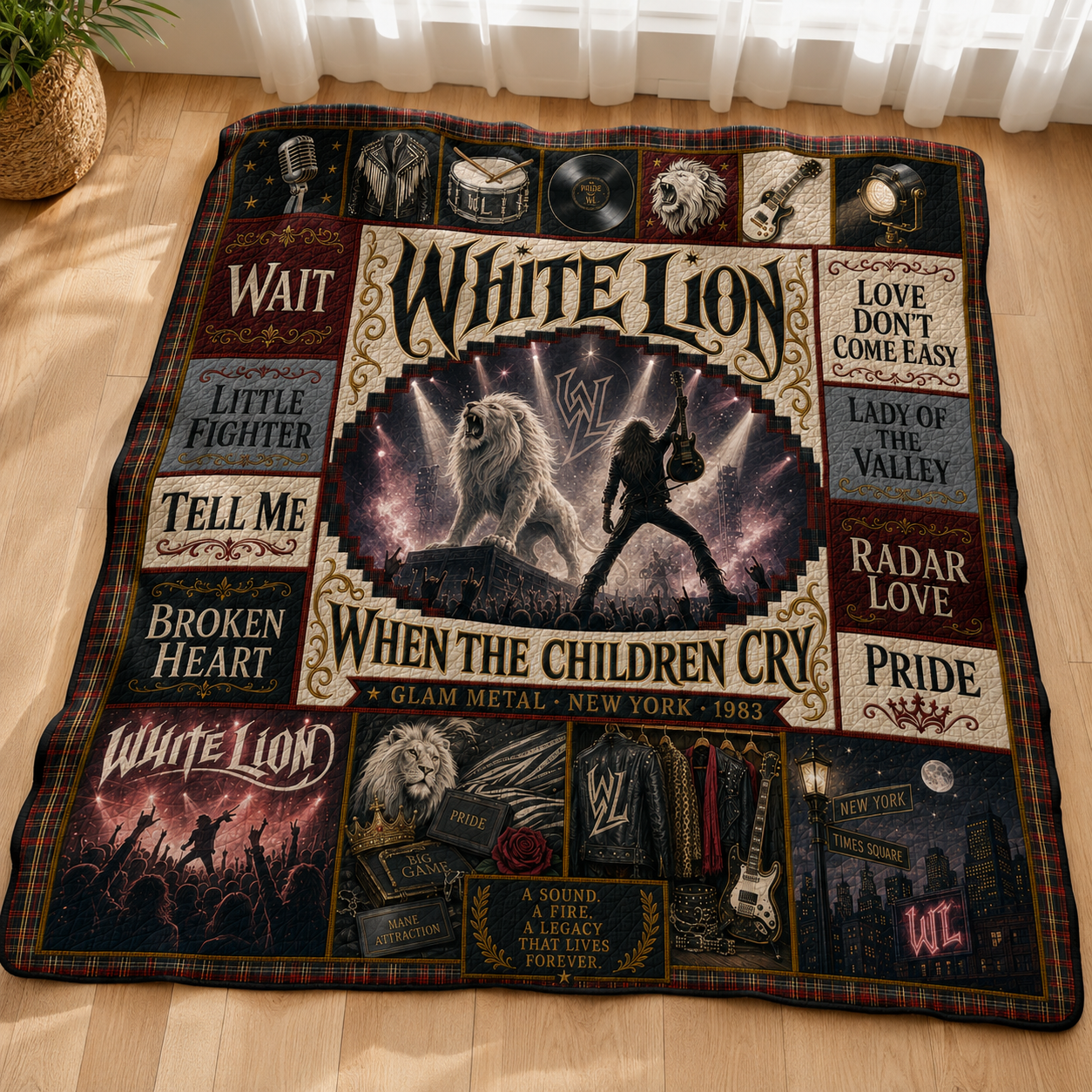 White Lion White Lion Quilt Blanket – Wait Tell Me Vintage High Quality Blanket For Fans