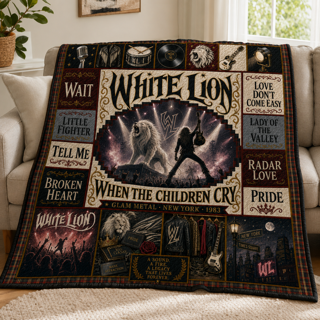 White Lion White Lion Quilt Blanket – Wait Tell Me Vintage High Quality Blanket For Fans