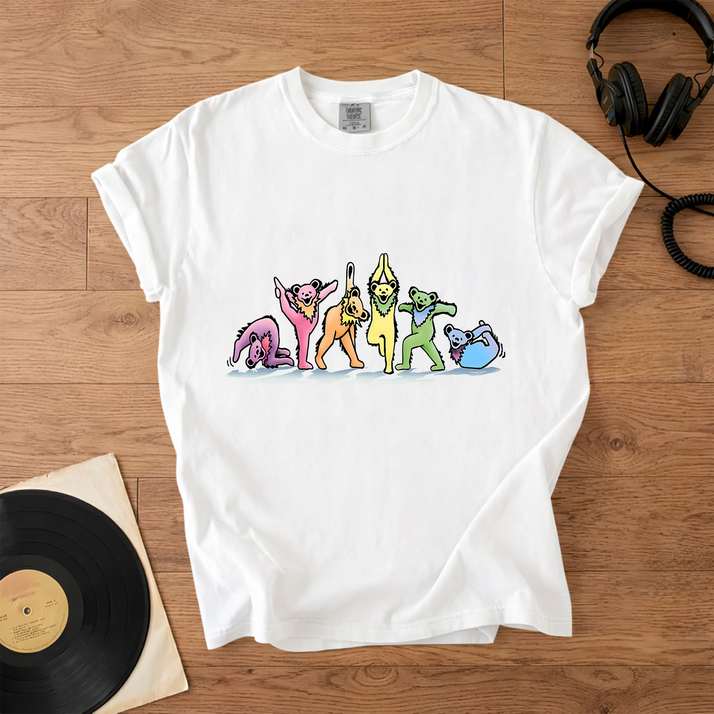 Grateful Dead Dancing Bears Yoga Poses Funny T-Shirt – Retro Music Band Merch Tee