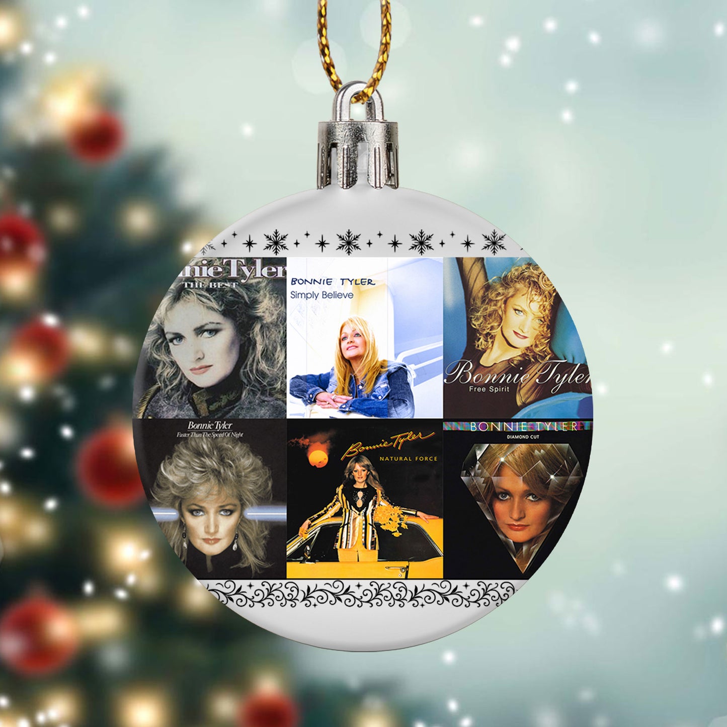 Bonnie Tyler Album Collage Ornament – Retro Pop Rock Christmas Decoration