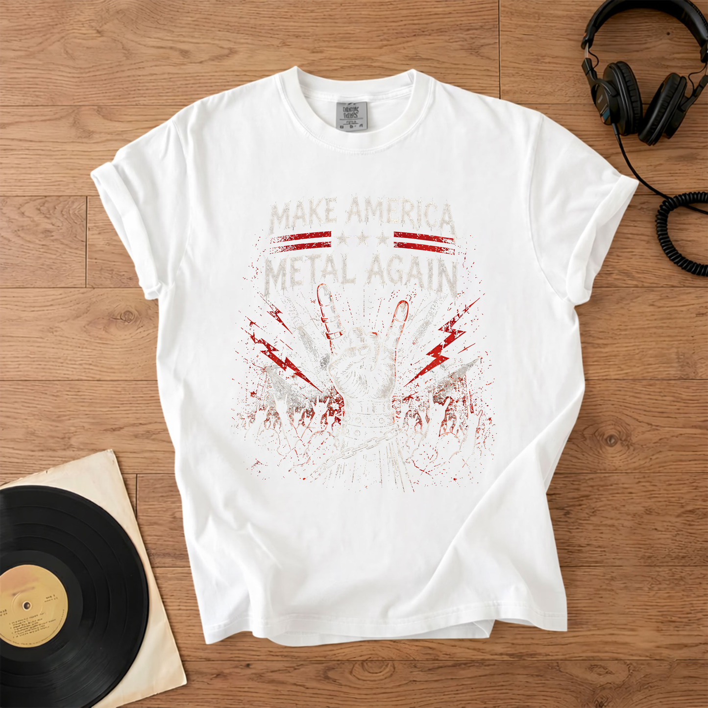 Make America Metal Again Graphic T-Shirt – Retro Rock Metal Music Fan Merch Tee