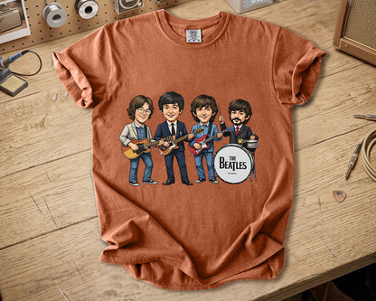 The Beatles Band Members Comfort Colors Tee – John Lennon Paul McCartney George Harrison Ringo Starr Classic Rock Tribute Shirt