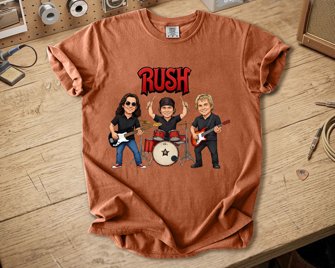 Rush Comfort Colors Tee – Geddy Lee Neil Peart Alex Lifeson Band Members Tribute Shirt