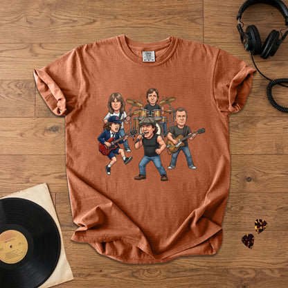 AC/DC Caricature Band T-Shirt – Classic Rock Legends Graphic Tee
