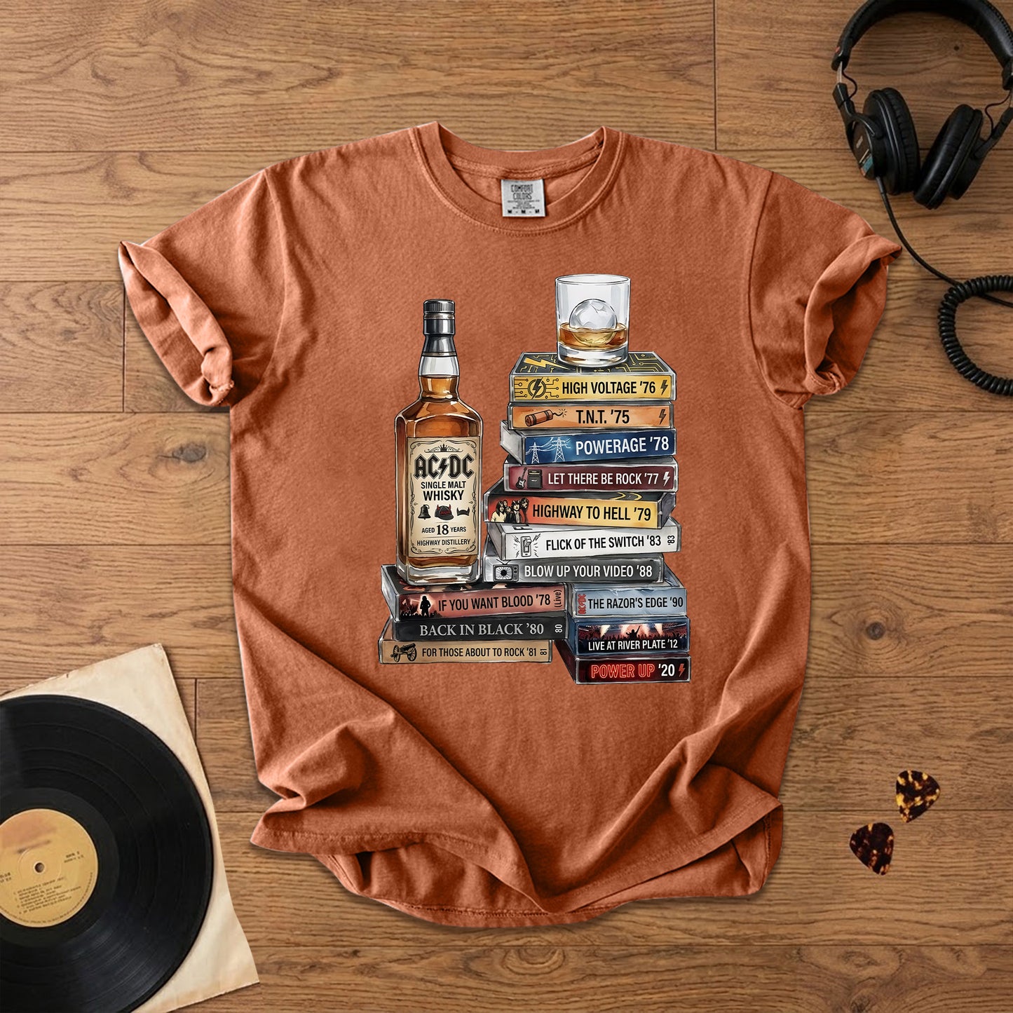 ACDC Cassette Album Collection T-Shirt – Retro Rock Music ACDC Merch Tee