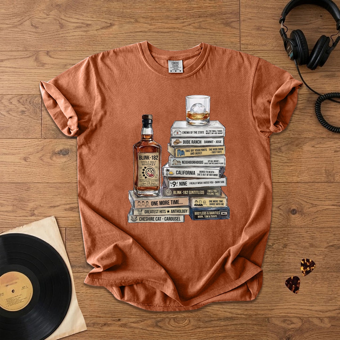 Blink-182 Cassette Album Collection T-Shirt – Retro Rock Music Blink-182 Merch Tee