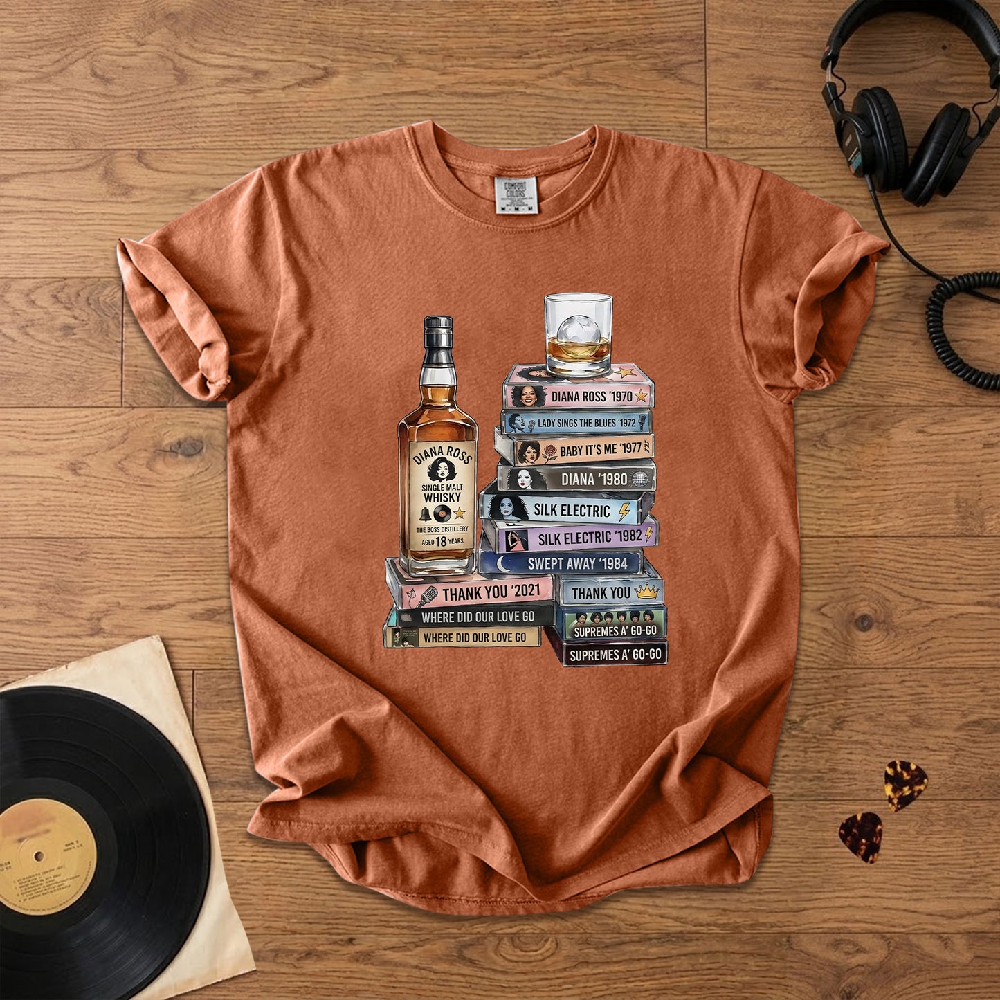 Diana Ross Cassette Album Collection T-Shirt – Retro Rock Music Diana Ross Merch Tee