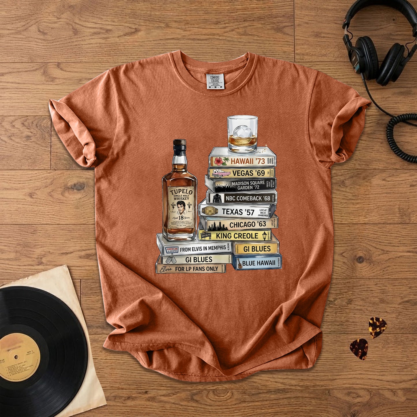 Elvis Presley Cassette Album Collection T-Shirt – Retro Rock Music Elvis Presley Merch Tee