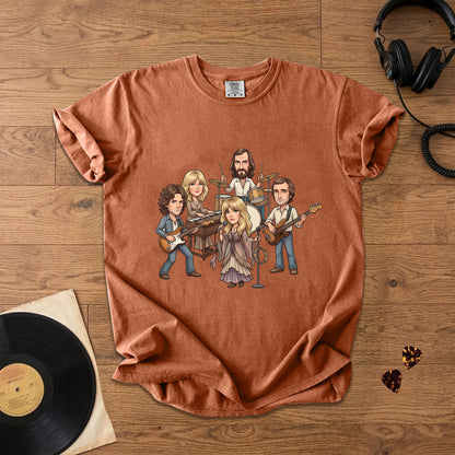 Fleetwood Mac Cartoon Band Graphic T-Shirt – Classic Rock Fan Tee