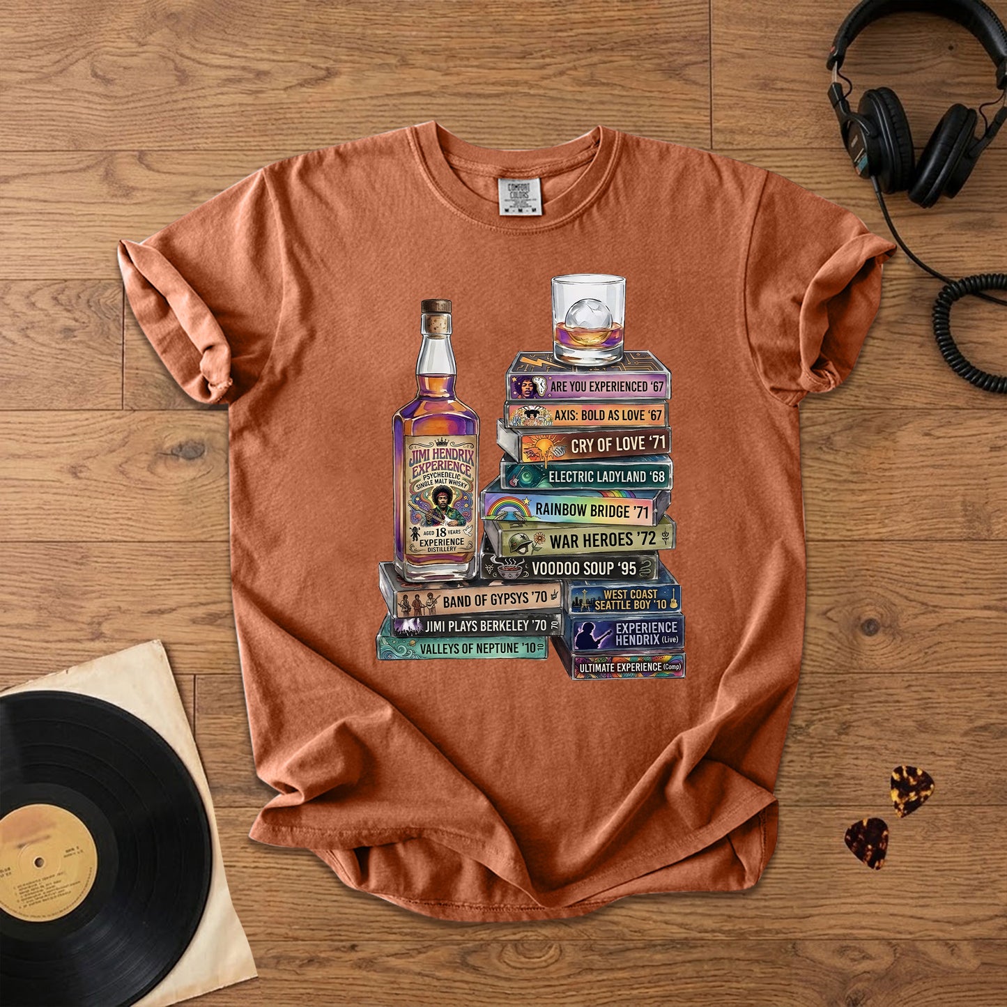 Jimi Hendrix Cassette Album Collection T-Shirt – Retro Rock Music Jimi Hendrix Merch Tee