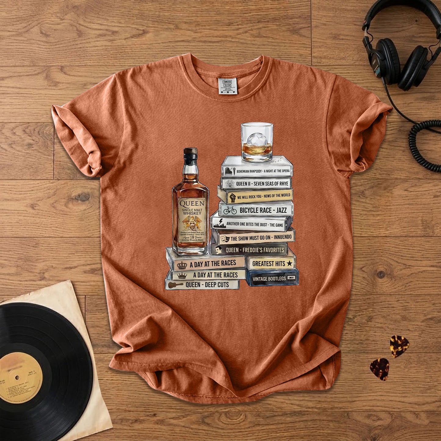 Queen Band Cassette Album Collection T-Shirt – Vintage Rock Music Queen Band Merch Tee