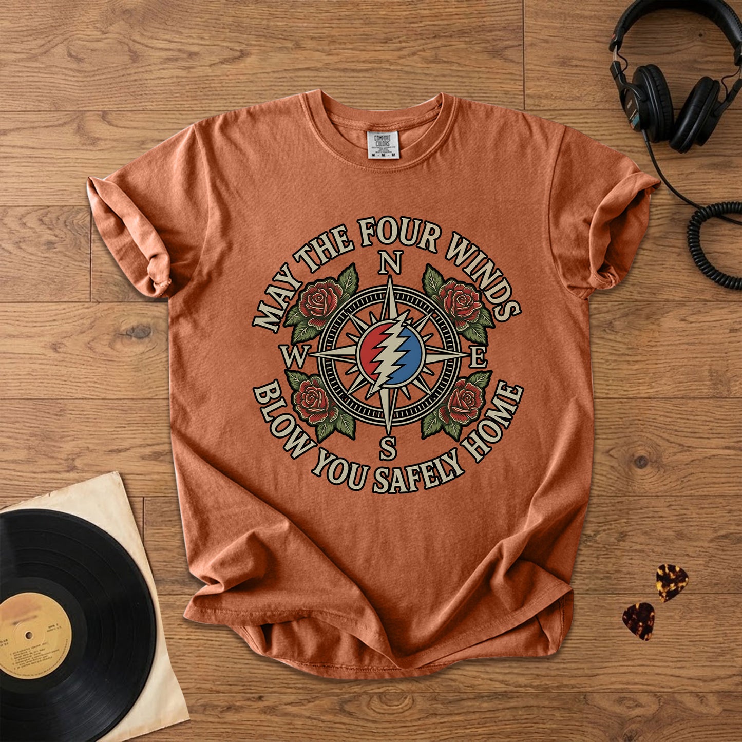 Grateful Dead Four Winds Blow You Safely Home Graphic T-Shirt – Retro Rock Metal Music Fan Merch Tee