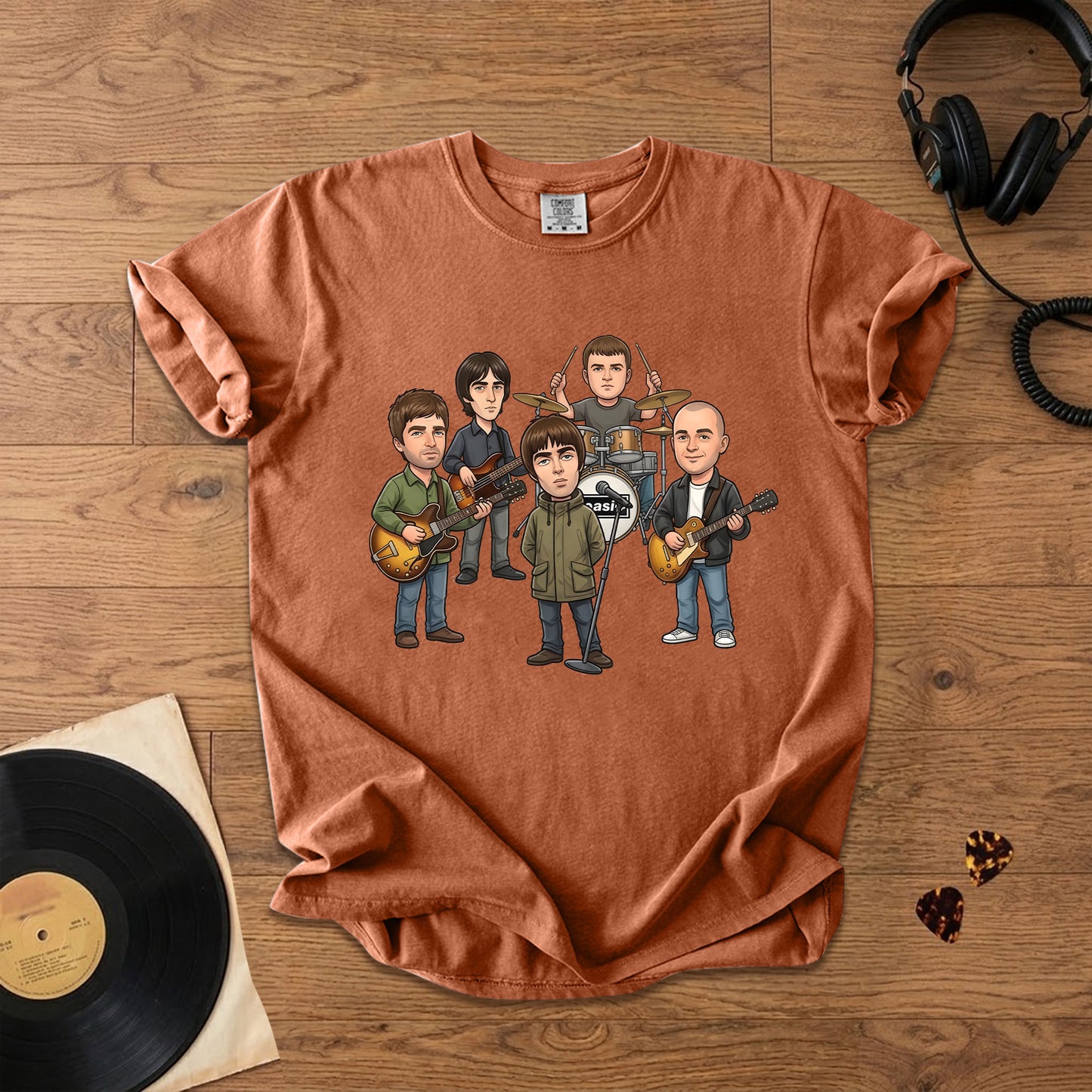 Oasis Cartoon Band Graphic T-Shirt – Britpop Fan Tee