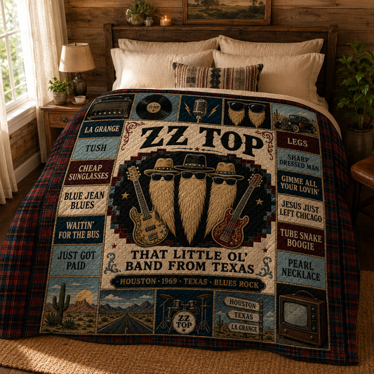 ZZ Top Sharp Dressed Man Quilt Blanket – Beard Logo Texas Vinyl High Quality Blanket For Fans