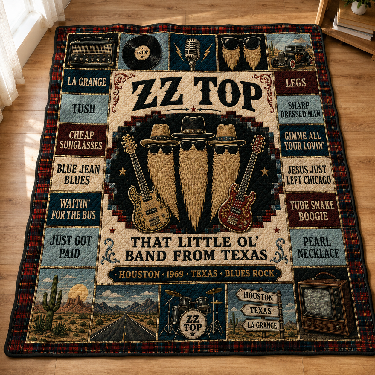 ZZ Top Sharp Dressed Man Quilt Blanket – Beard Logo Texas Vinyl High Quality Blanket For Fans