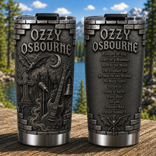 Ozzy Osbourne 3D Printed Stainless Steel Tumbler - Heavy Metal Album List Travel Mug