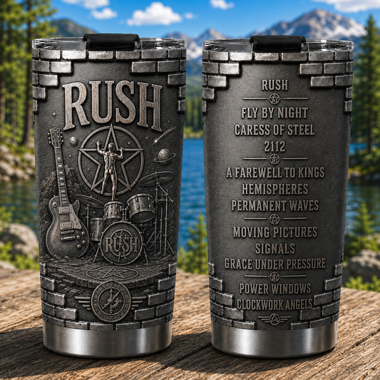 Rush Band 3D Printed Stainless Steel Tumbler - Double Wall Vacuum Insulated Tumbler