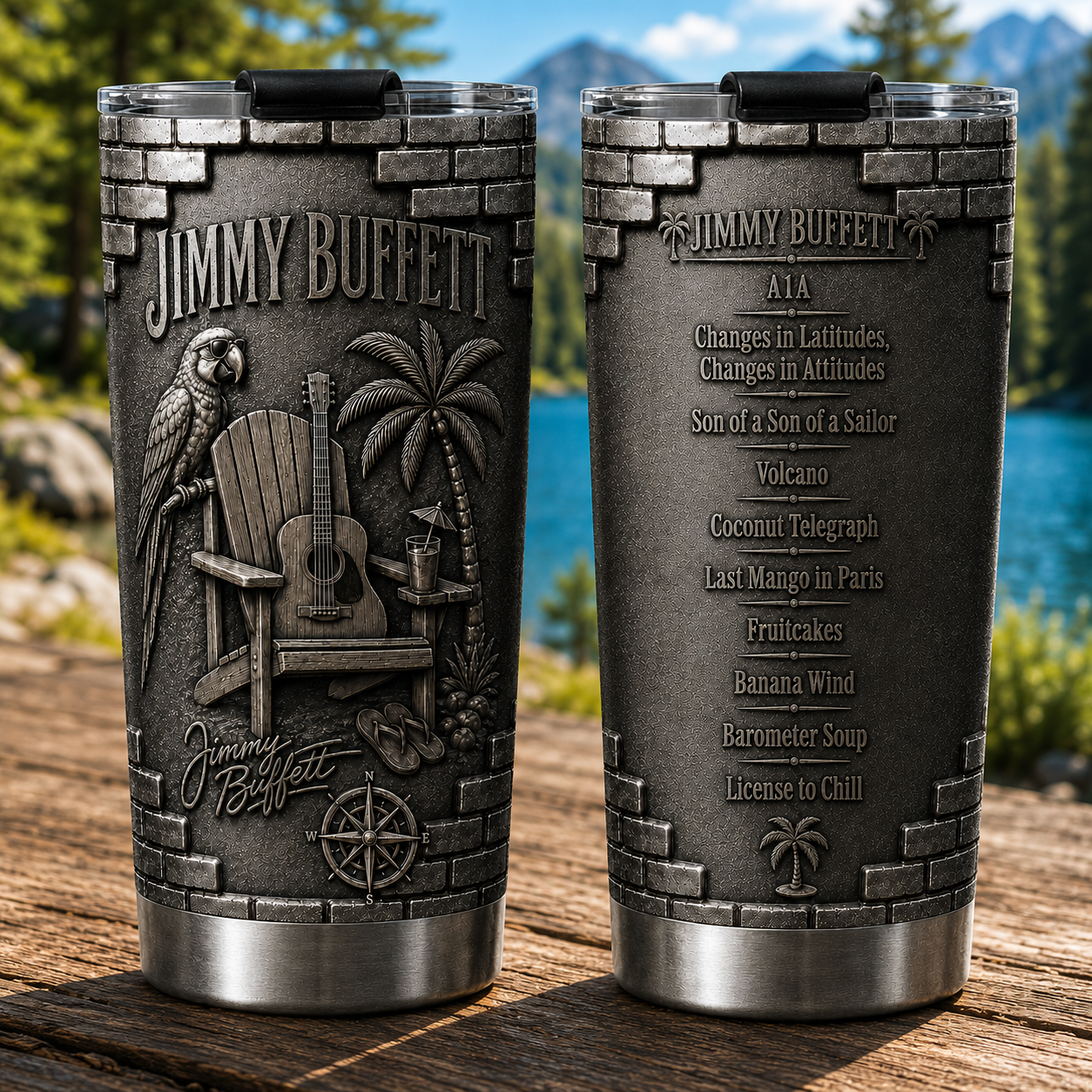 Jimmy Buffett Margaritaville Insulated Tumbler - 3D Embossed Parrot Travel Cup