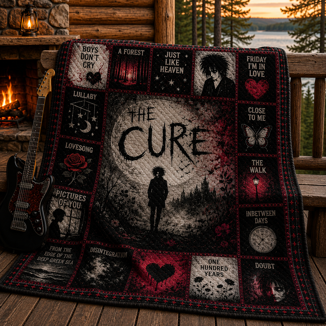 The Cure Gothic Rock Quilt Blanket – Friday I'm In Love In Every Stitch