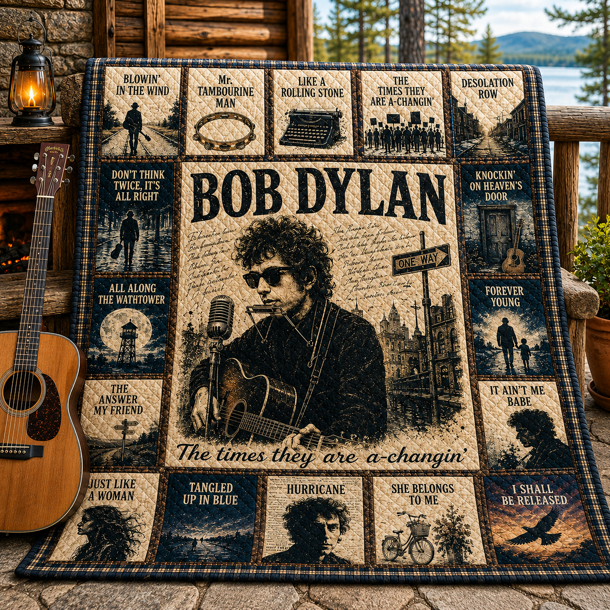 Bob Dylan Folk Rock Quilt Blanket – A Vintage Musical Journey In Every Stitch