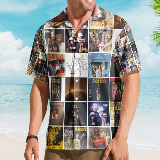 ABBA Hawaiian Shirt – Iconic Album Collage Vintage Music Style