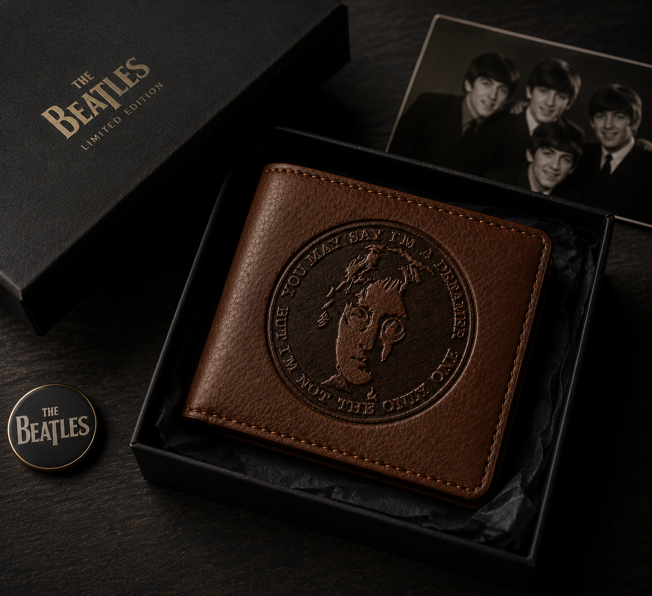 John Lenon Wallet – John Lenon Inspired Leather Wallet (With Box)