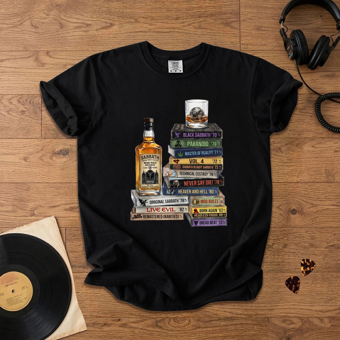 Black Sabbath Cassette Album Collection T-Shirt – Retro Rock Music Black Sabbath Merch Tee