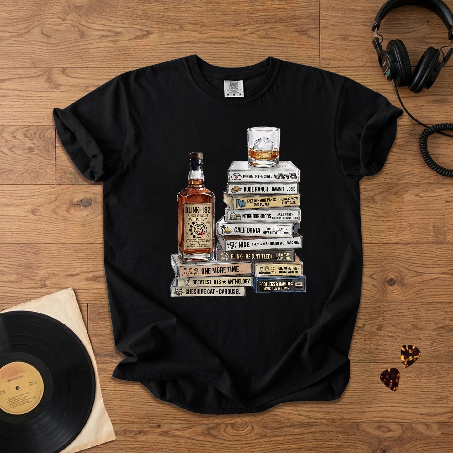 Blink-182 Cassette Album Collection T-Shirt – Retro Rock Music Blink-182 Merch Tee