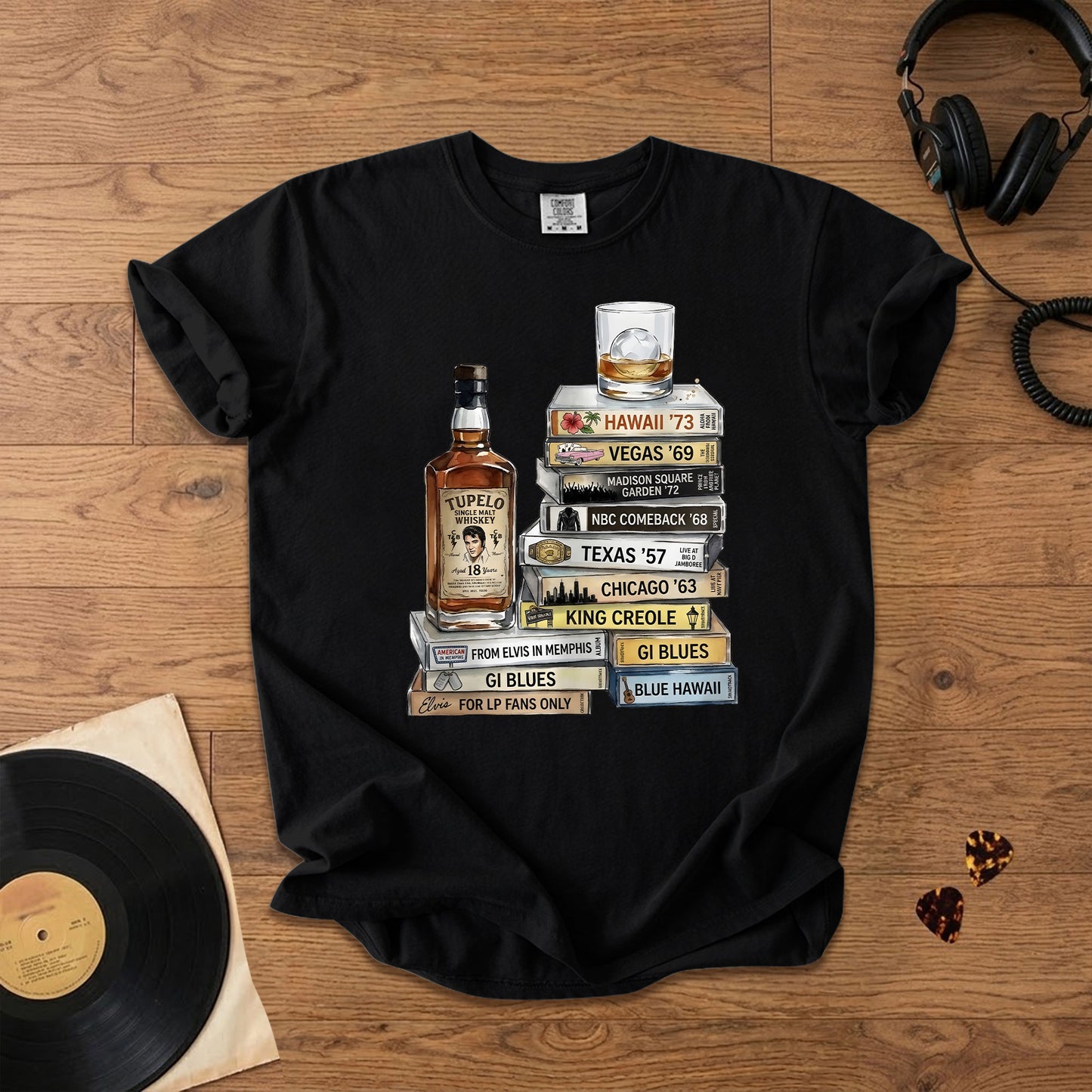 Elvis Presley Cassette Album Collection T-Shirt – Retro Rock Music Elvis Presley Merch Tee