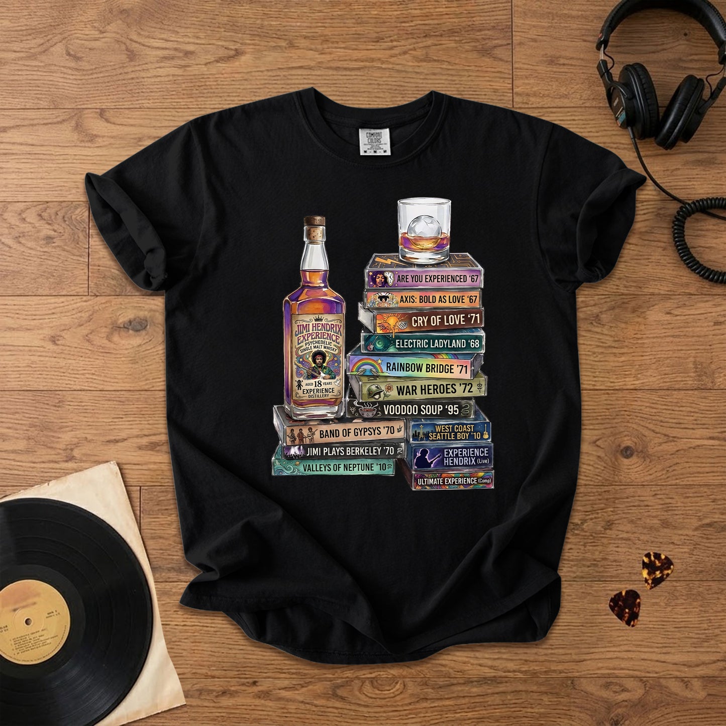 Jimi Hendrix Cassette Album Collection T-Shirt – Retro Rock Music Jimi Hendrix Merch Tee