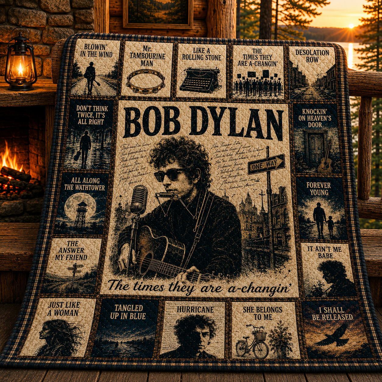 Bob Dylan Folk Rock Quilt Blanket – A Vintage Musical Journey In Every Stitch