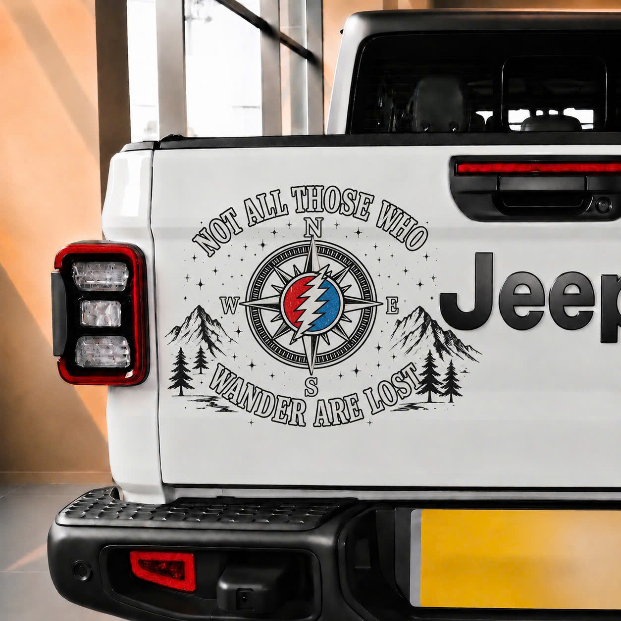 Not All Those Who Wander Are Lost Compass Vinyl Decal – Grateful Dead Inspired RV & Car Sticker, Wanderlust Camping Adventure Decal