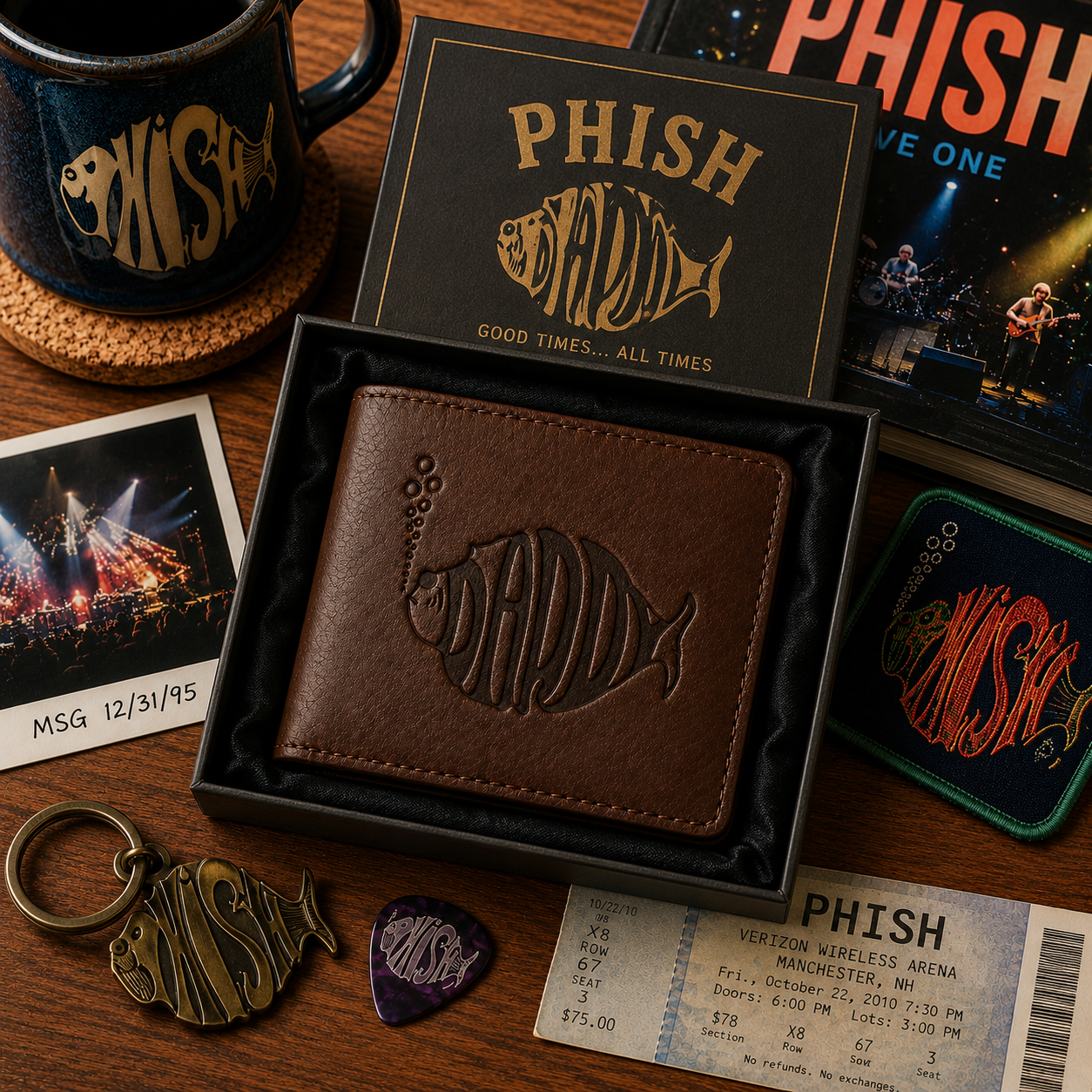 Phish Dad Wallet – Phish Band Logo Inspired Leather Wallet (With Box)