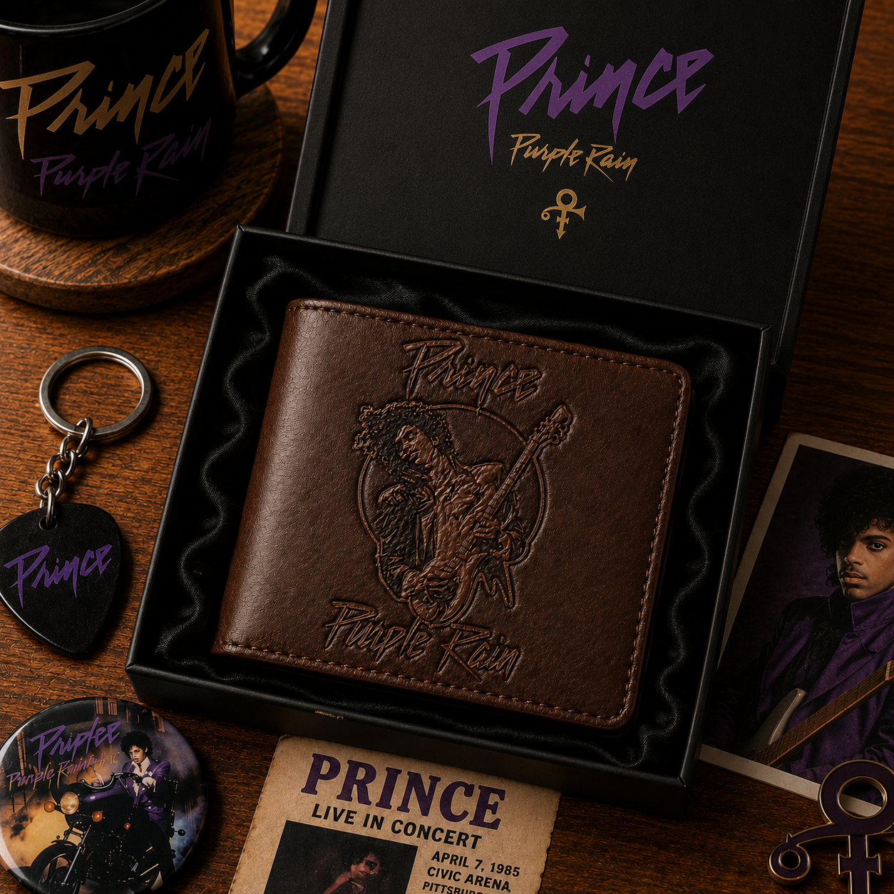 Prince Wallet –  Prince Inspired Leather Wallet (With Box)