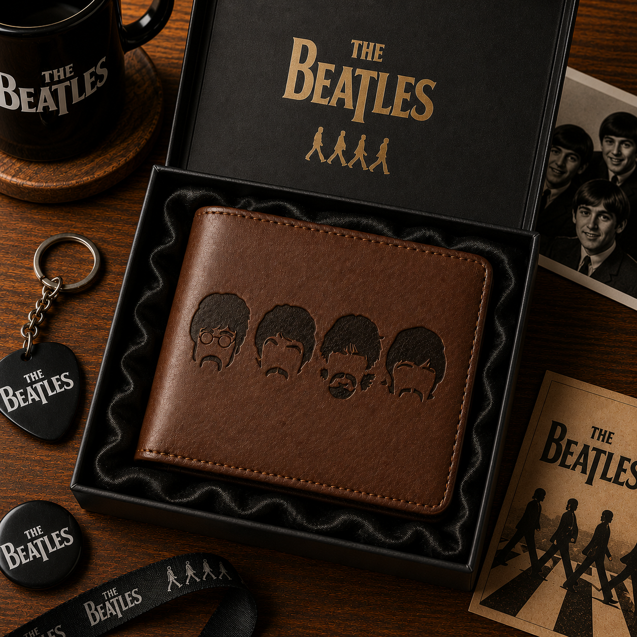 The Beatles Portrait Wallet –  The Beatles Inspired Leather Wallet (With Box)