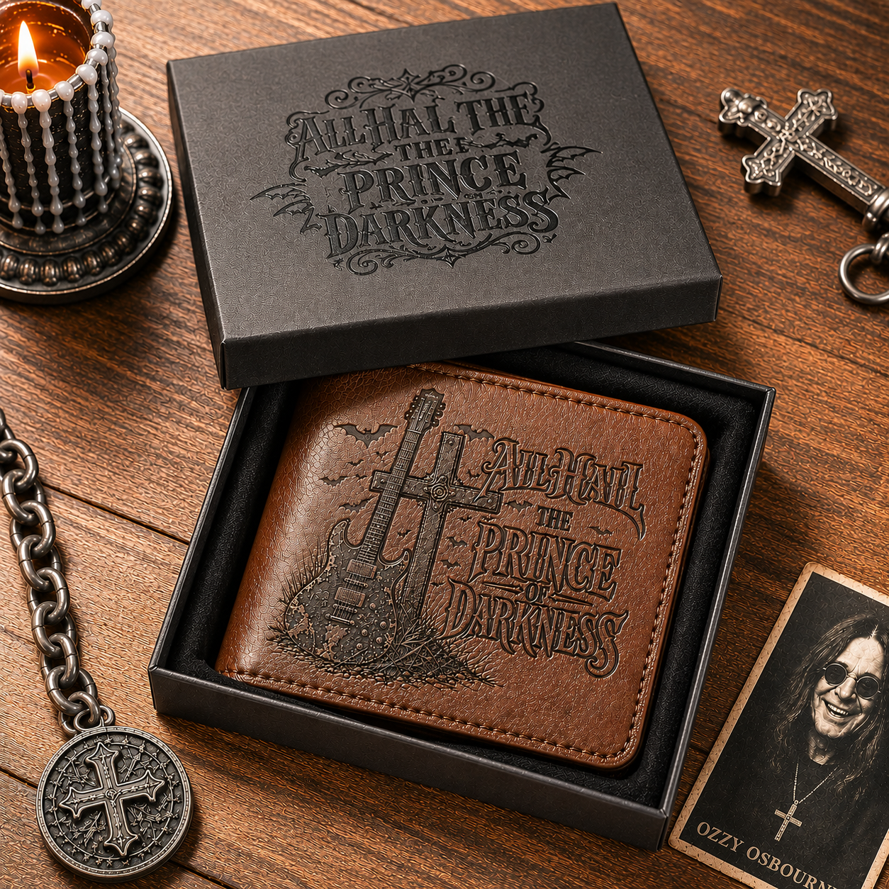 All Hail The Prince Of Darkness Wallet –  Ozzy Osbourne Inspired Leather Wallet (With Box)