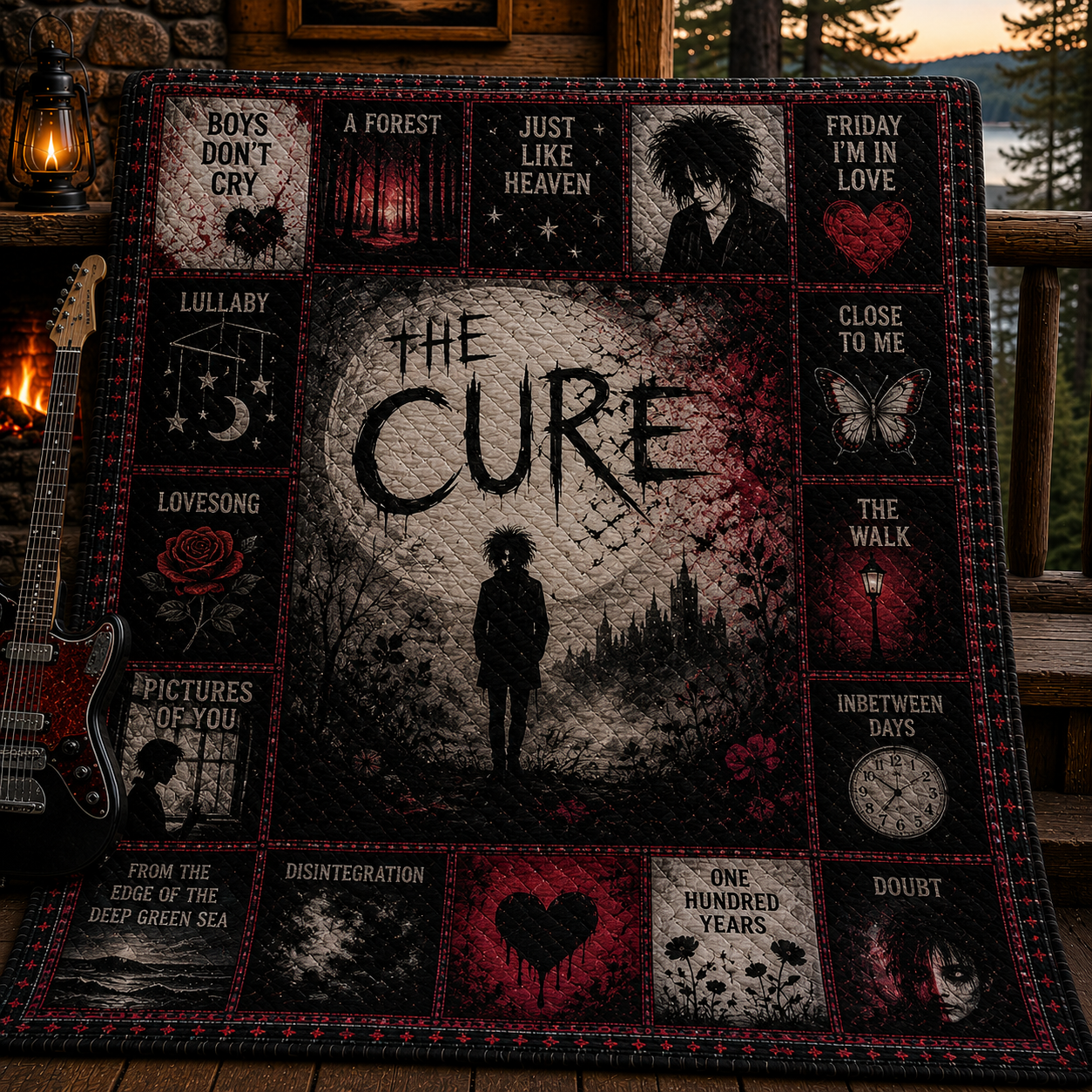 The Cure Gothic Rock Quilt Blanket – Friday I'm In Love In Every Stitch