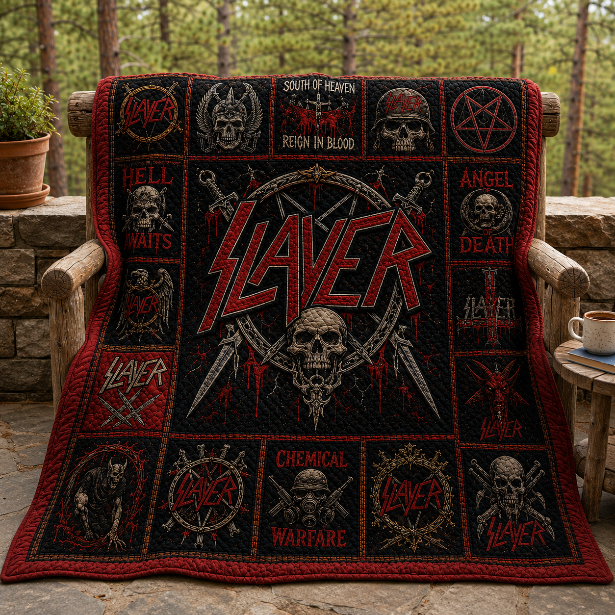 Slayer Thrash Metal Quilt Blanket – Reign In Blood Journey In Every Stitch